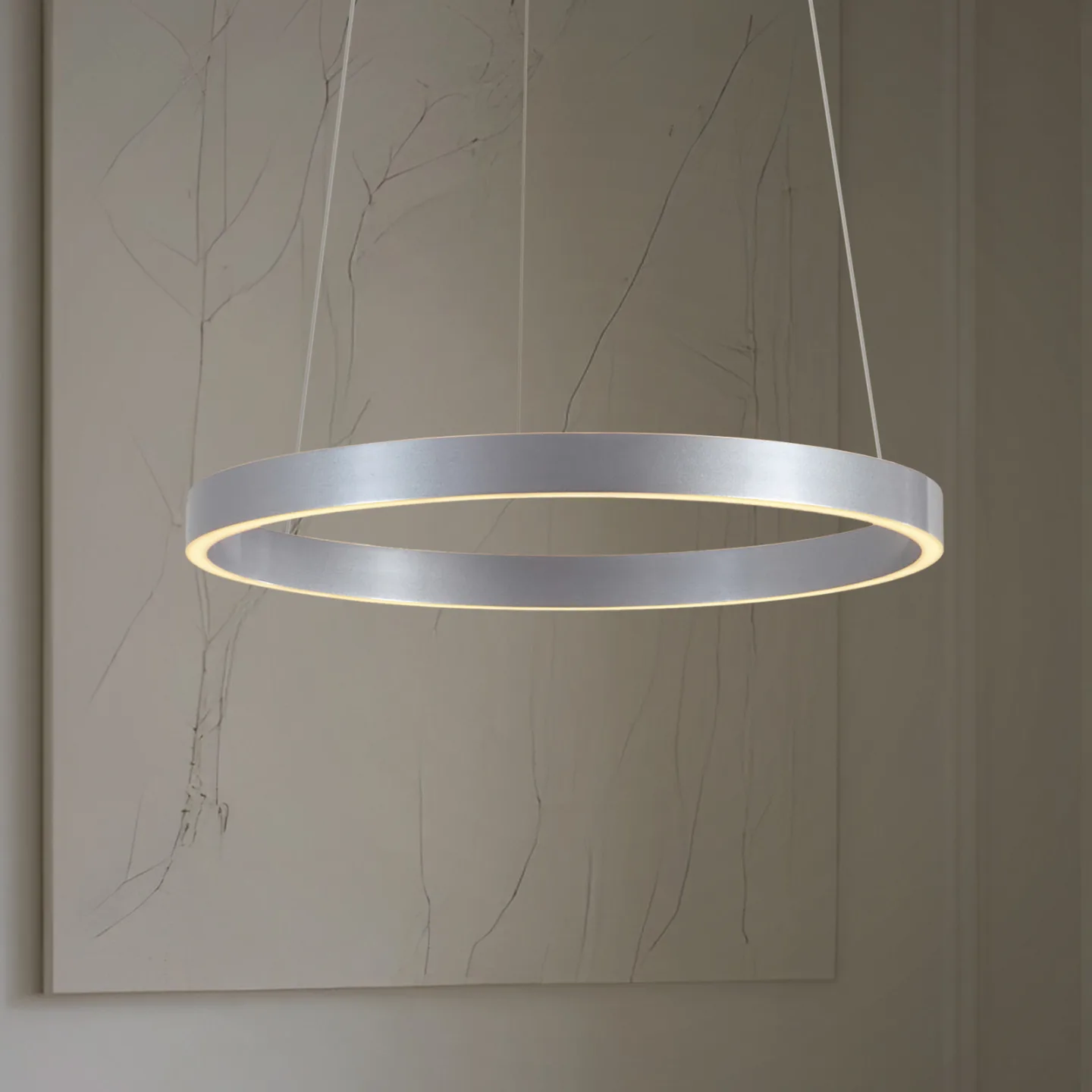 Yonam LED-hänglampa, Ø 60 cm, 1 lampa, aluminium, CCT - Lucande - Matsal - Modern - Metall - Med en ljuskälla