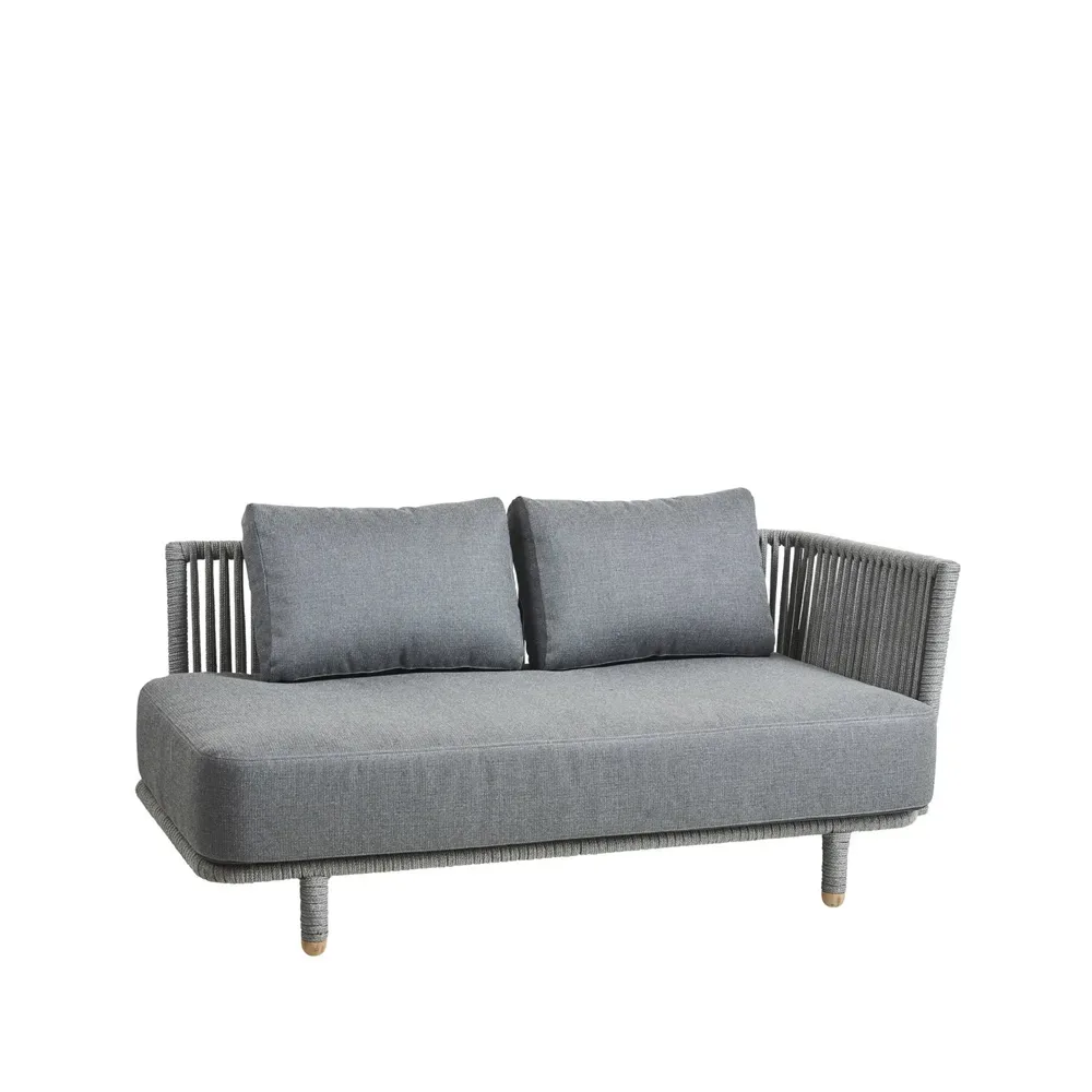 Cane-line Momente Modulsofa 2-Sitzer Grau, links, Cane-Line Soft Rope
