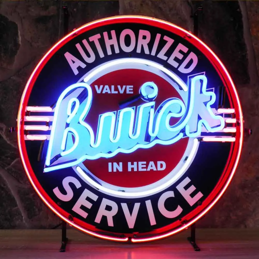 Neonskylt Buick Service med bakgrund