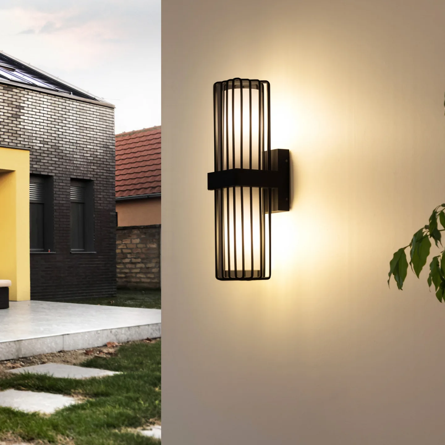 Chandan udendørs væglampe, antracit, 2 lyskilder, IP54 - Lucande - Terrasse - Moderne - Aluminium - Med flere lyskilder