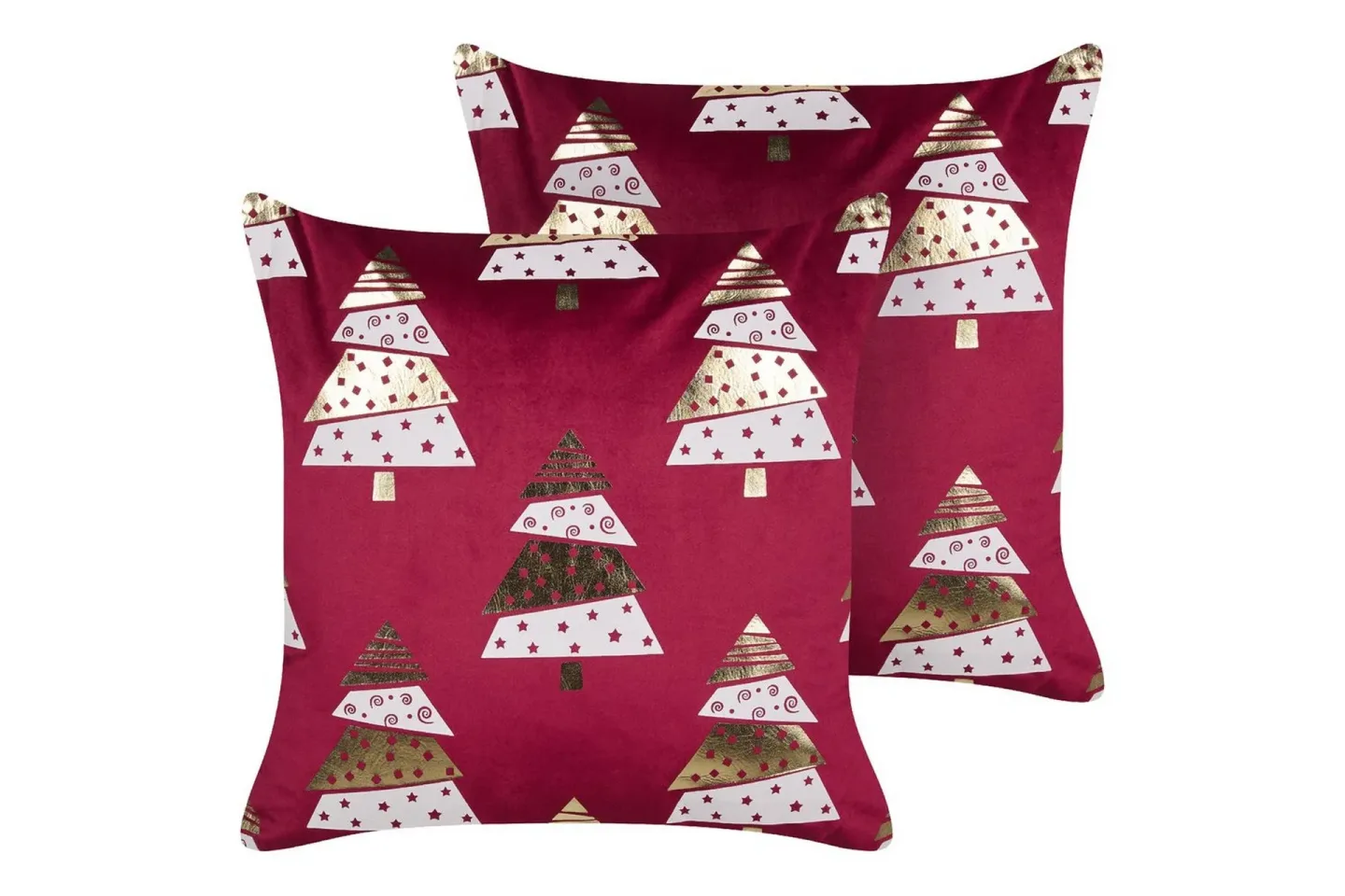 Prydnadskuddar Goldspruce set om 2 Röd/guld/vit - Röd/guld/vit