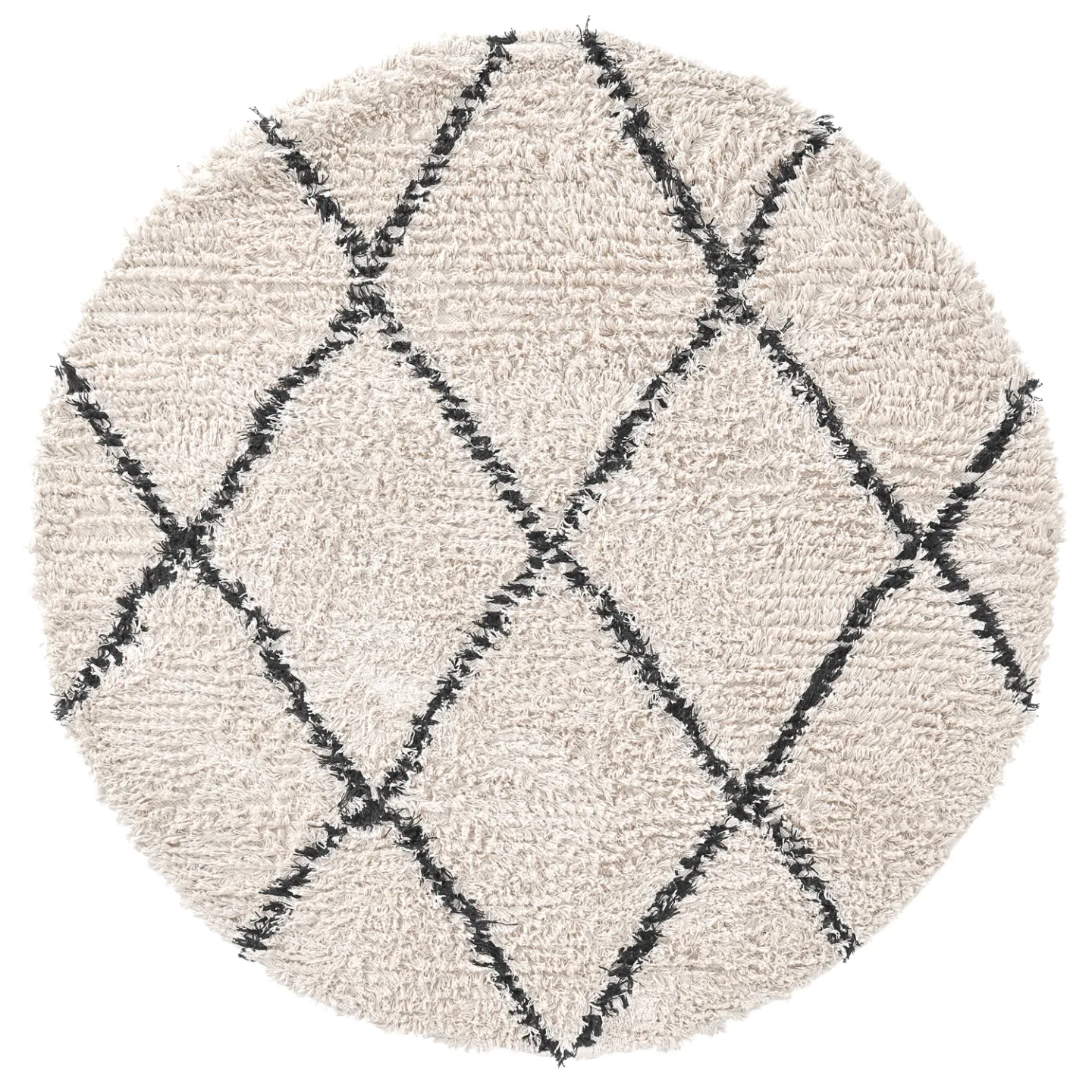 Rundt teppe - Alcott Natural Cotton Shaggy (svart/hvitt) (Størrelse: Ø 160 cm)
