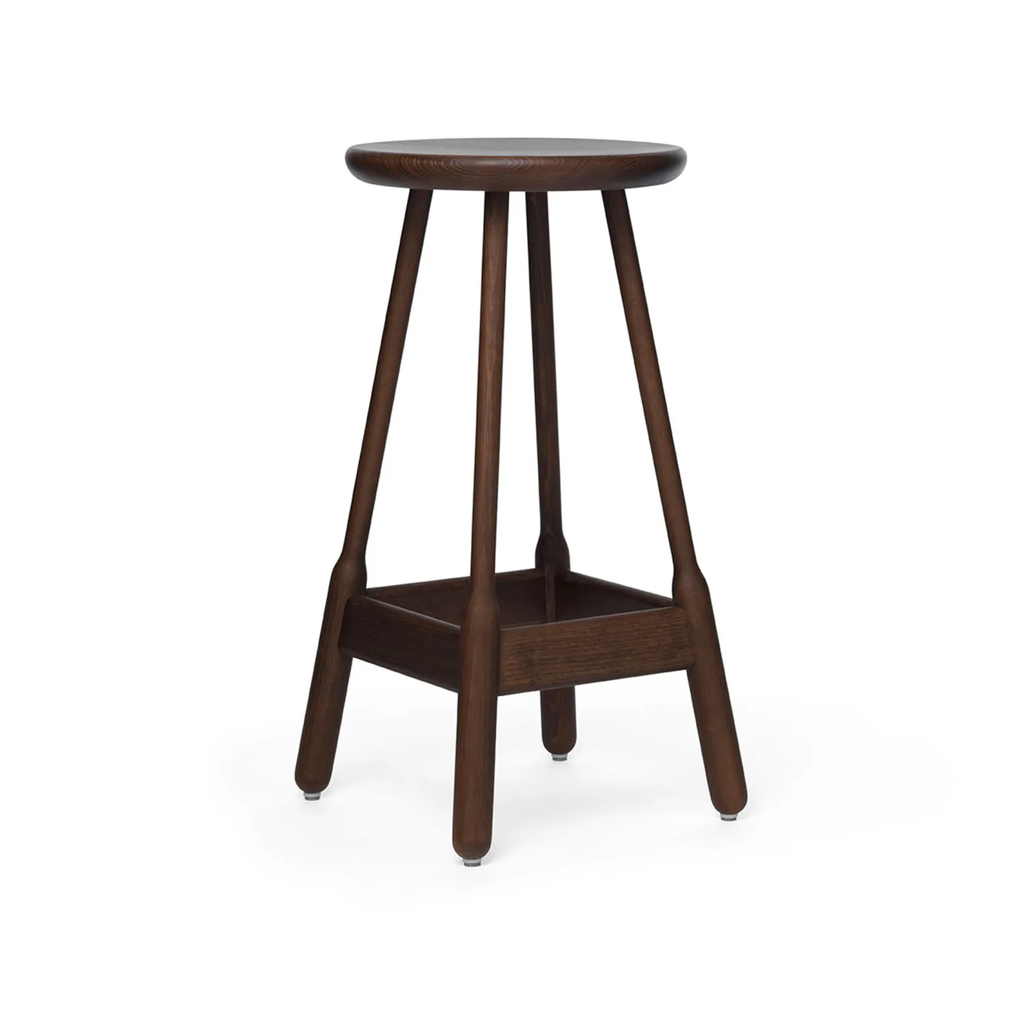 Massproductions - Albert Bar Stool - H 740, Walnut Stained Beech, Utan klädsel - Barstolar - Chris Martin - Träfärgad - Trä