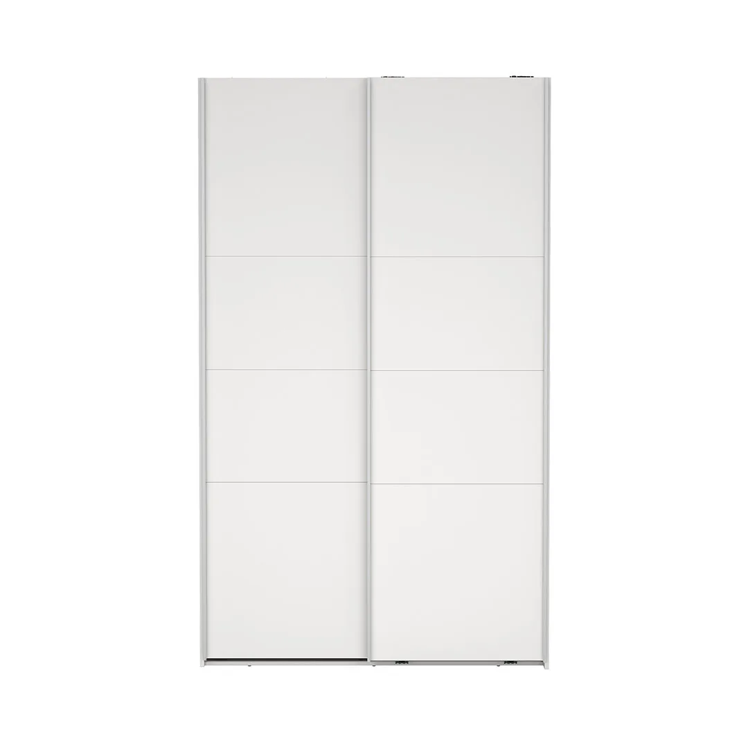Catania Kleiderschrank 201x119x65cm, 2 Schiebetüren weiß.
