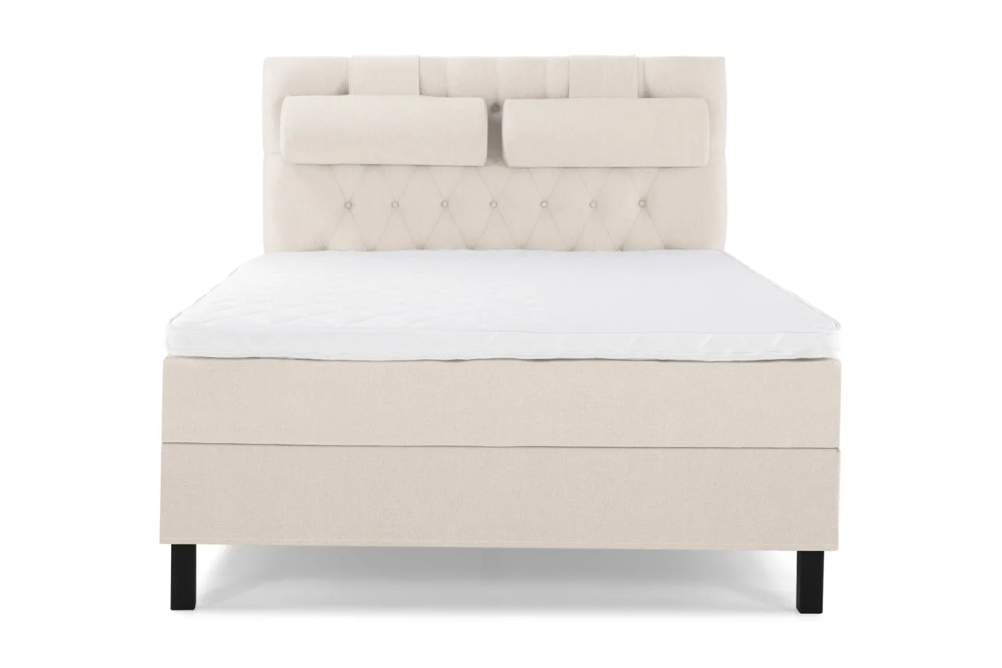 Lucky Komplett Sängpaket 140x200 Skum Diamant Sänggavel - Nackkudde Stor Beige