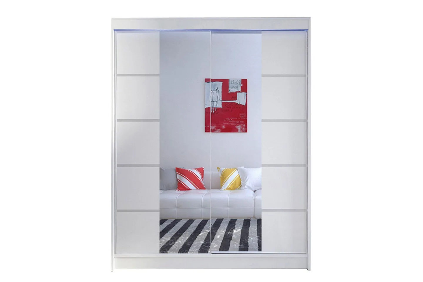 Pickering Garderob med Spegel 150x200 cm - Vit