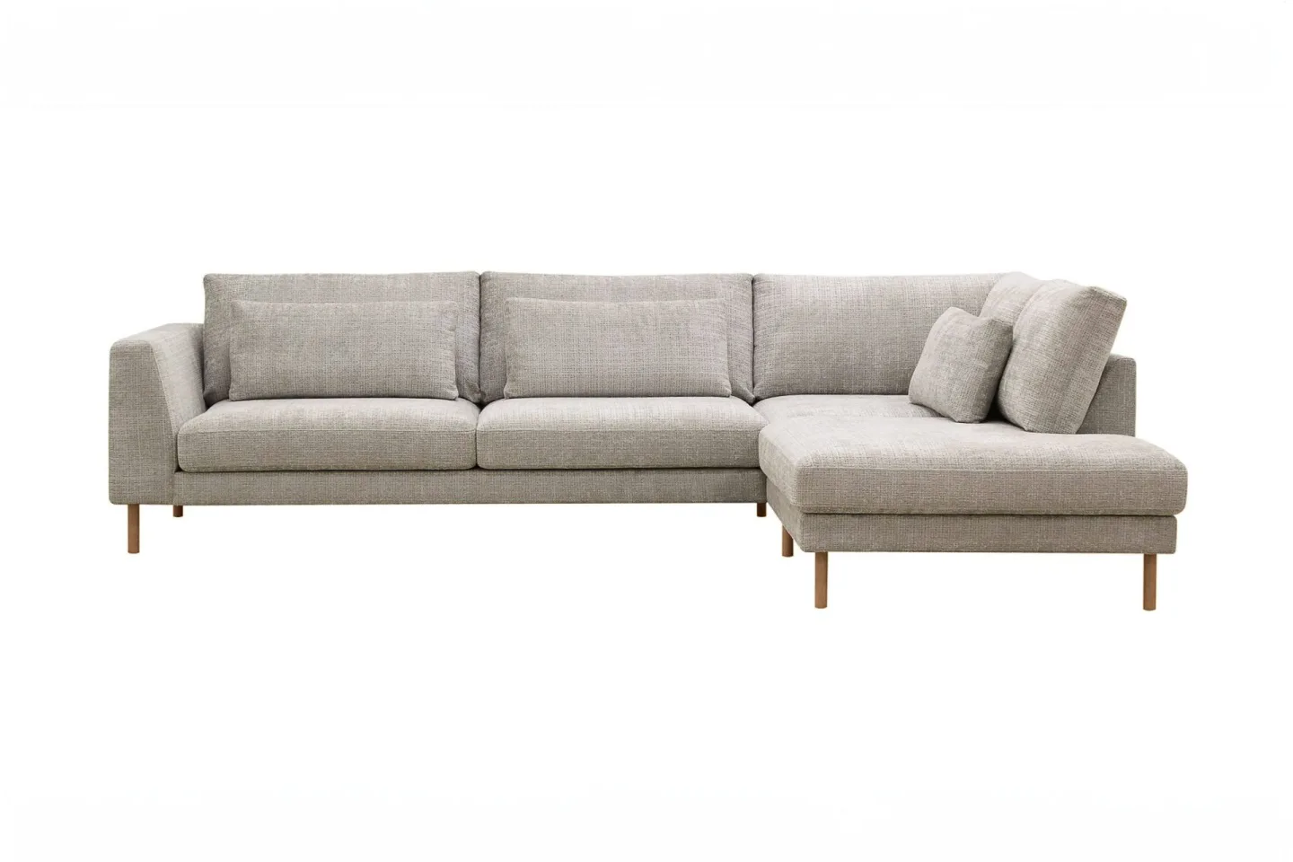 Florenz 4-sits Högervänd L-formad Schäslongsoffa i Tyg - Grå / Beige