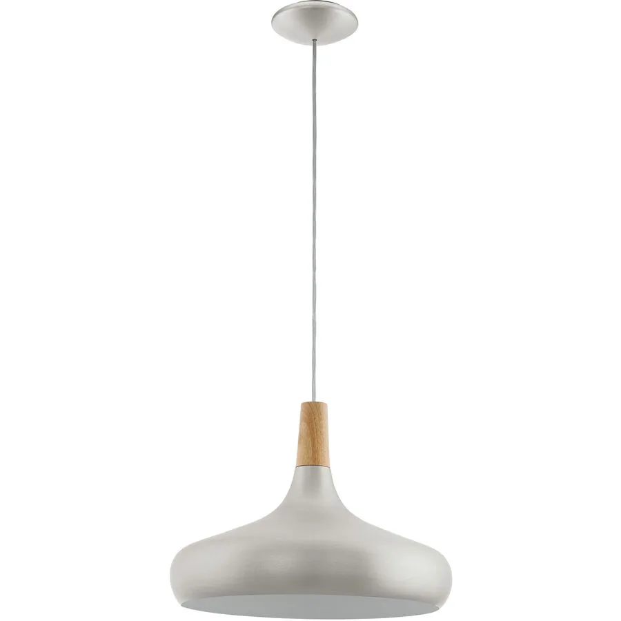 Pendellampe Sabinar Braun/Silber Stahl/Holz 110 cm - Farbe: silber-braun - Material: Holz/Stahl