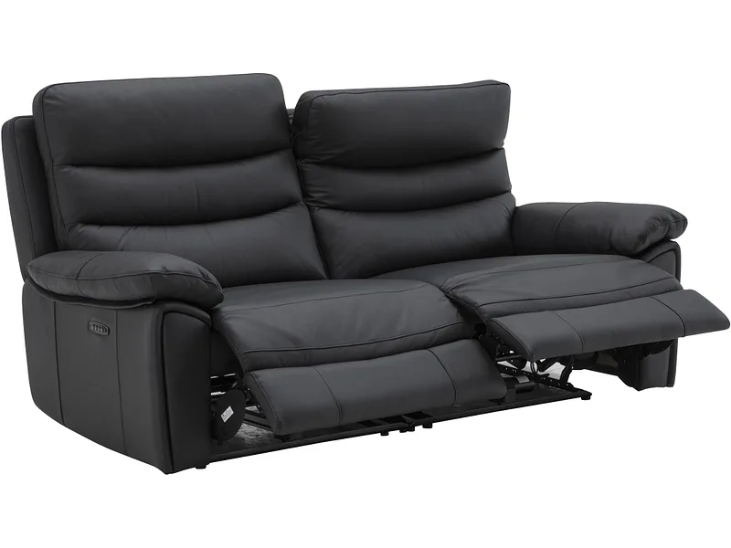 3er Sofa ROMA Echtleder schwarz