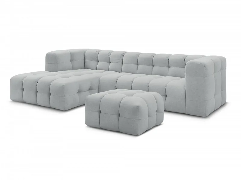 Ecksofa mit Hocker BOBOCHIC CLOUD Stoff hellgrau