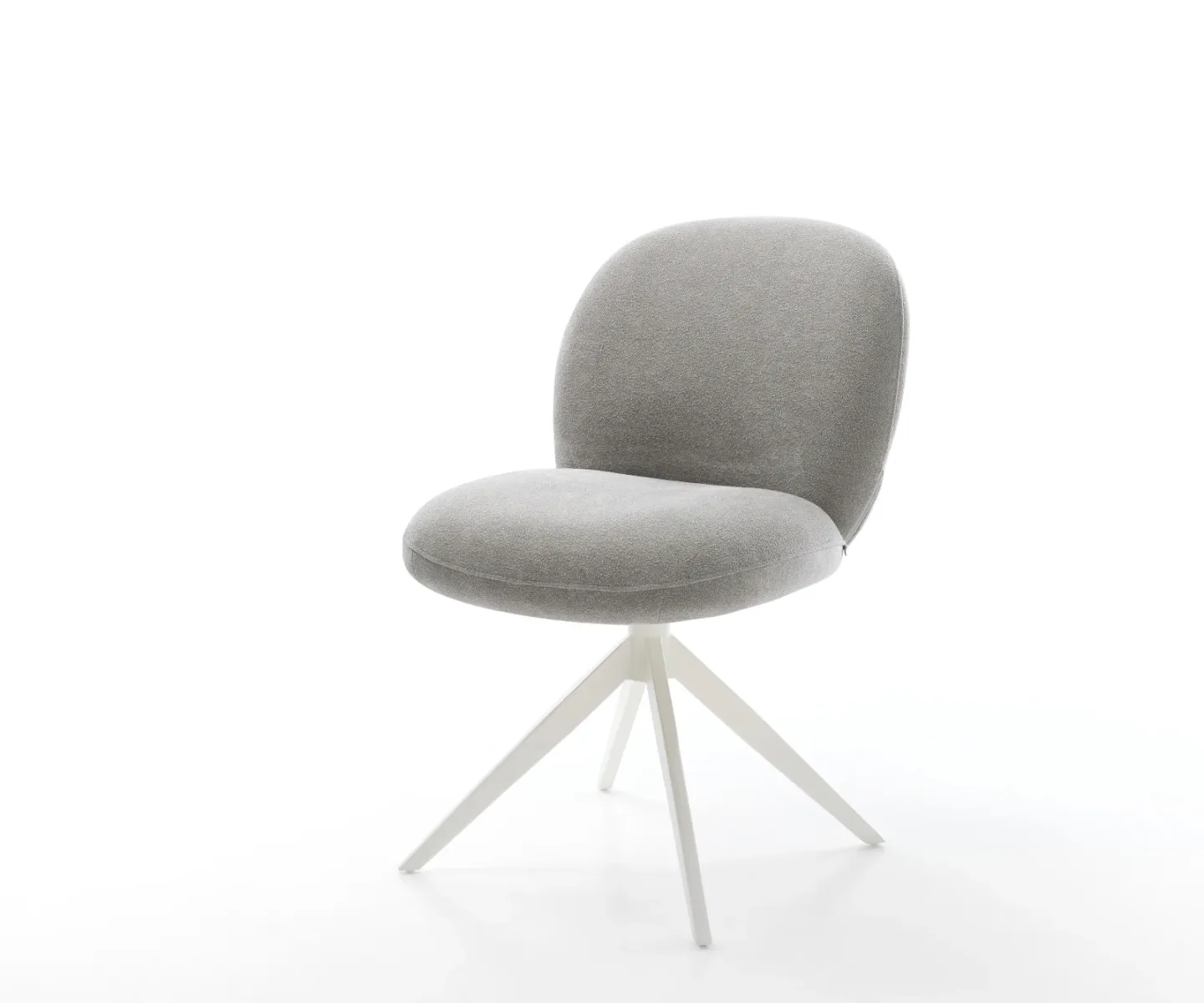Drehstuhl Nube-Flex Strukturstoff Soft Grau Kreuzgestell breit Weiß 360° drehbar Wippfunktion Taschenfederkern