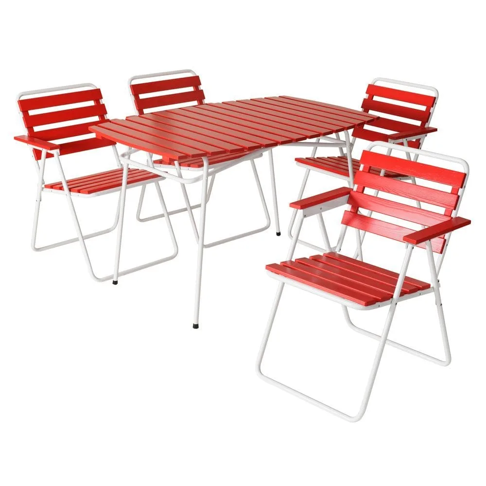 Bordsgruppset Varax Retro 403 + 4 st 305 Vit/Röd - Vit/Röd