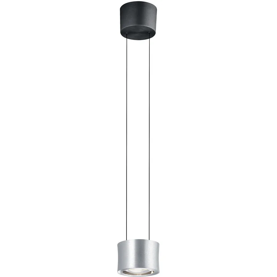 Designer-Pendellampe Bankamp Impulse nickel matt 1-flammig vertical flex - Farbe: Nickel matt mit Chrom abgesetzt - LED - Lichtfarbe: Extra warmweiss