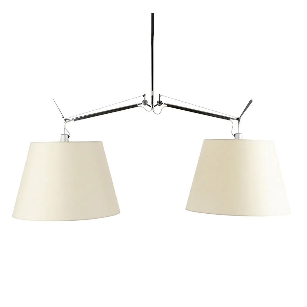 Artemide - Tolomeo Basculante 2 Bracci Pendellampa, Skärm i Pergamentpapper Ø 42 cm - Pendellampor - Giancarlo Fassina,Michele De Lucchi - Silver