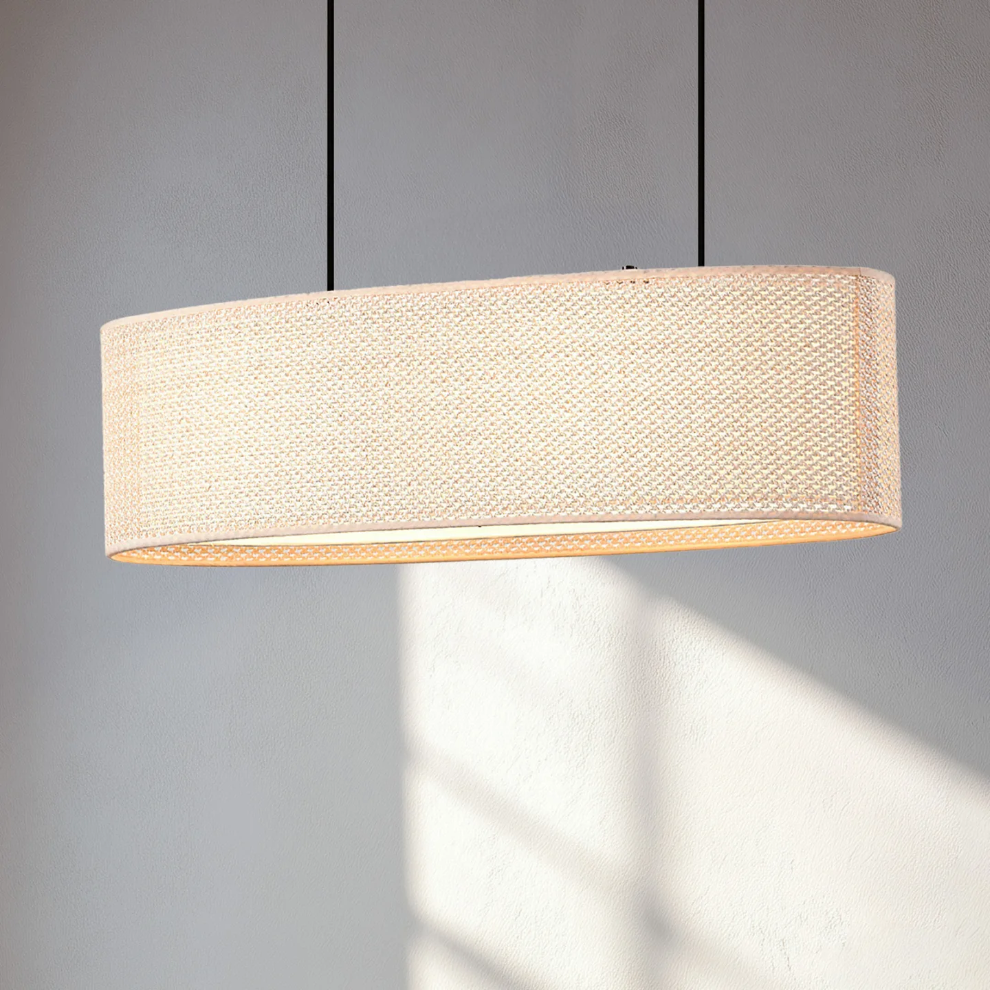 Soula hængelampe, beige, 78 cm, plast, E27 - Lindby - Stue - Rustik - Plastik - Med flere lyskilder