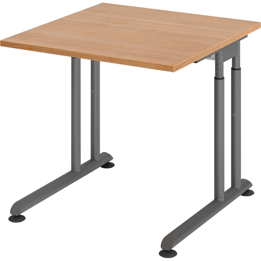 Schreibtisch Office nussbaum Holzwerkstoff Höhenverstellbar B 80 T 80 cm