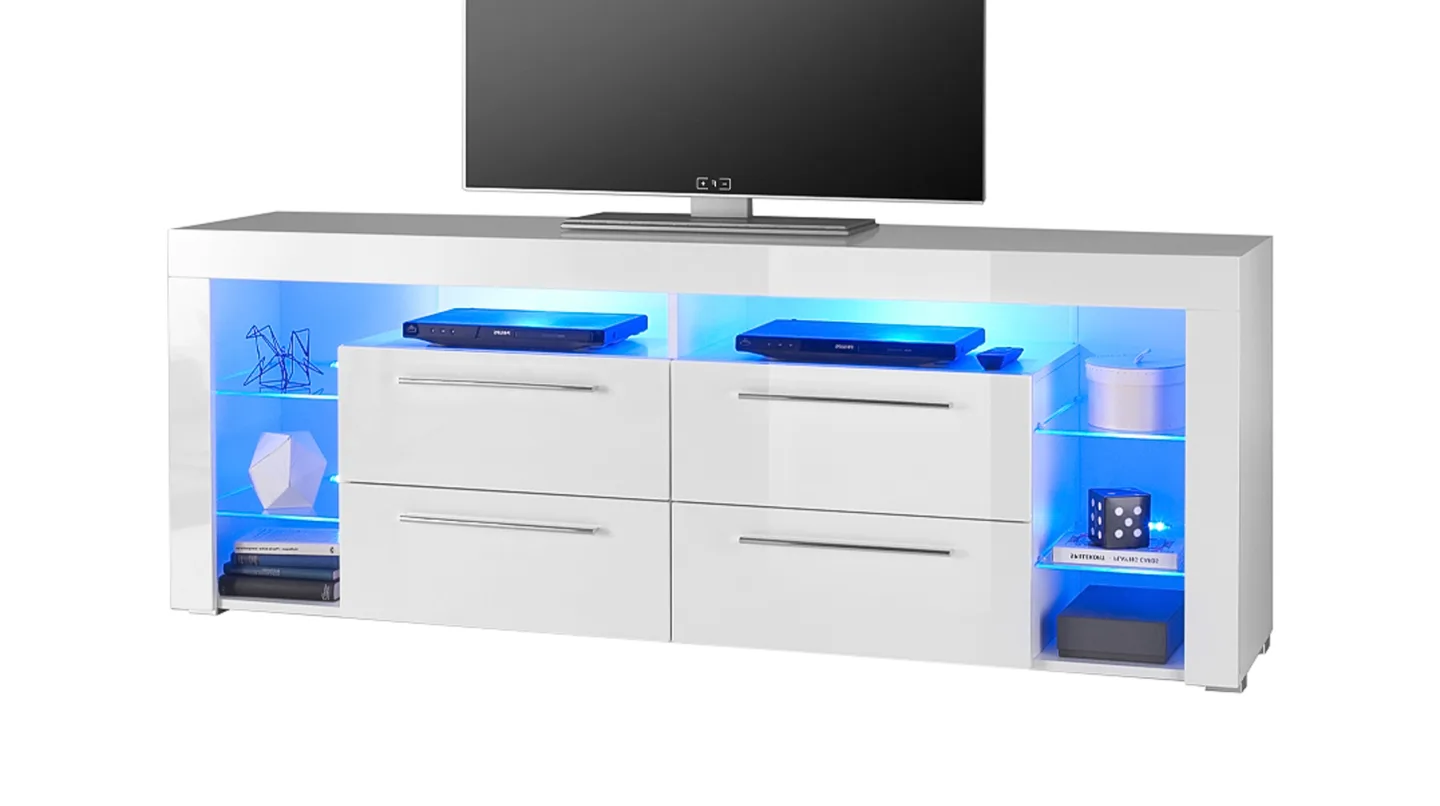 TV - Lowboard weiß hochglanz 179 cm mit Beleuchtung - GOAL