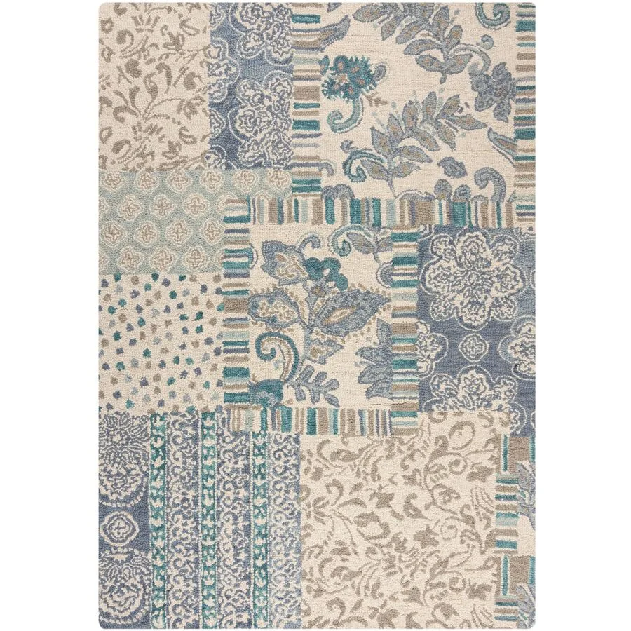Teppich Jixun natur Blumenmuster Wolle 120 x 170 cm