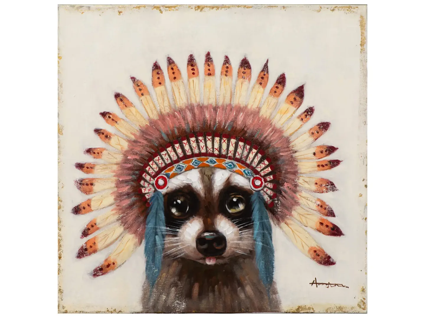 image LAND Bild Waschbär mit Indianderschmuck | Schubiger Möbel