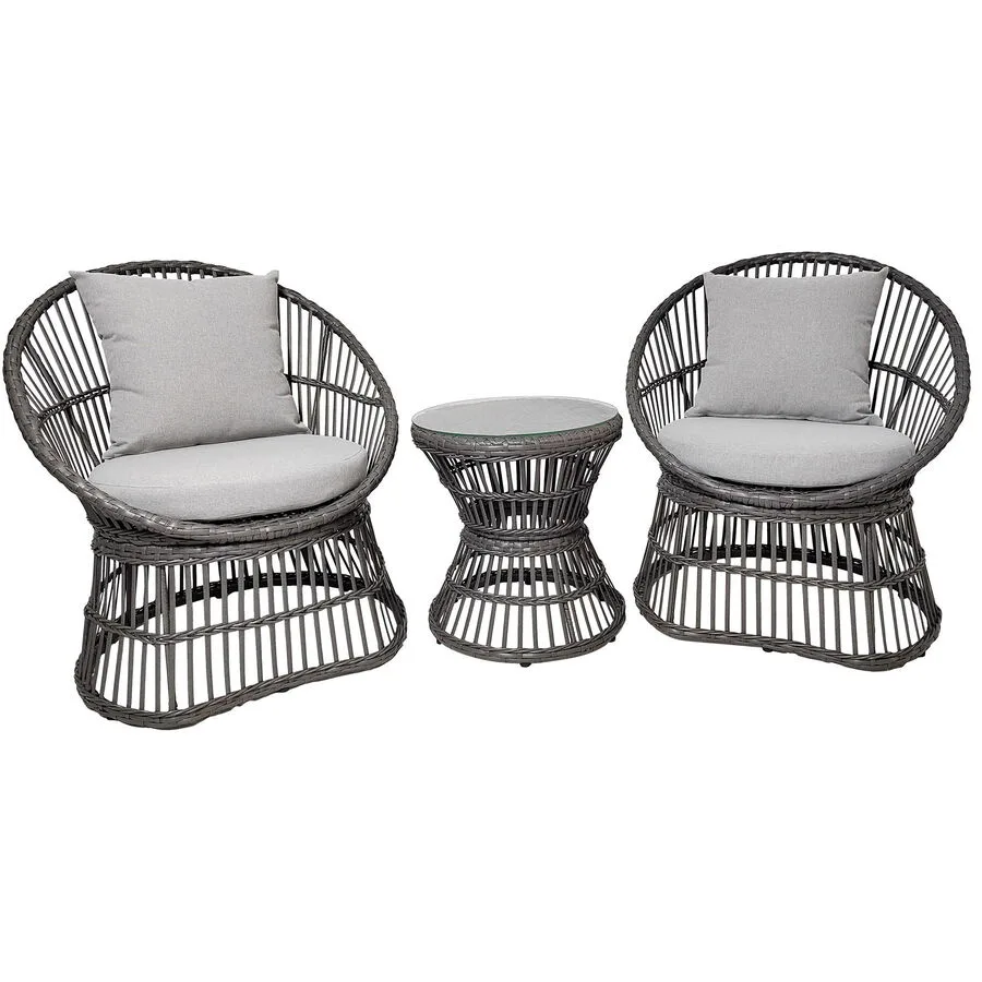 Gartenlounge Uvania Grau Rattan T 64 H 76 cm