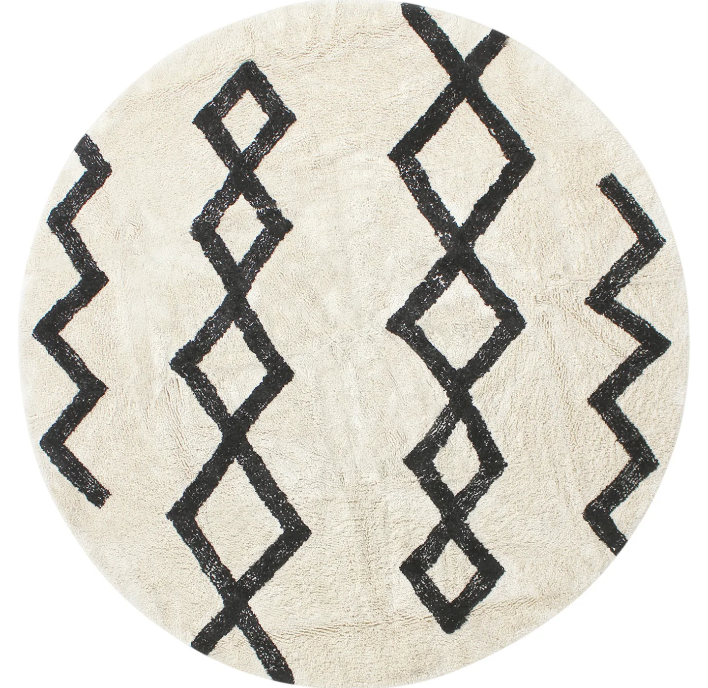 Runde tepper - Chablis Natural Cotton Shaggy (offwhite/svart) (Størrelse: Ø 200 cm)