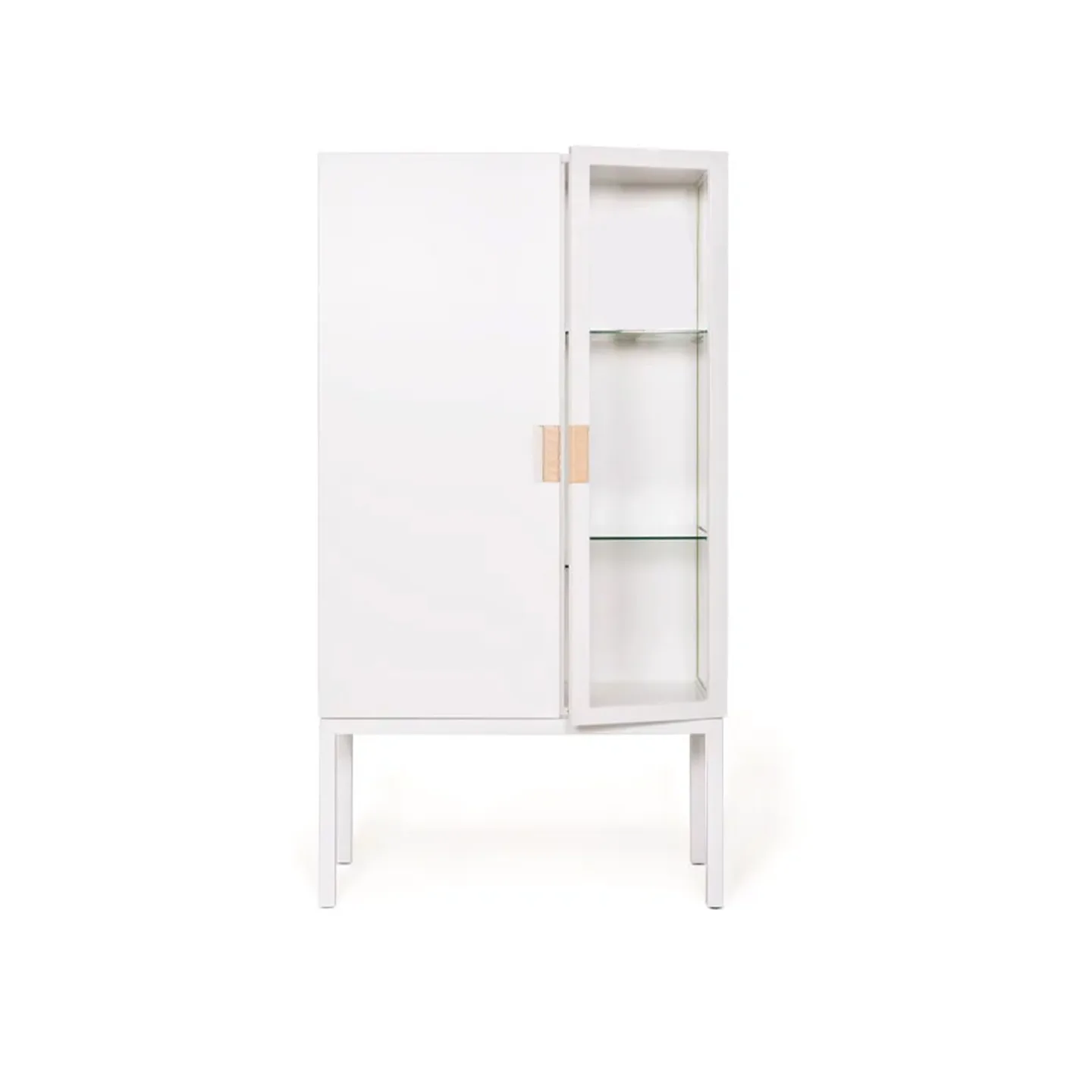 Asplund - Frame Semi Cabinet - White / Natural Leather - Skåp och vitrinskåp - Anya Sebton & Eva Lilja Löwenhielm 2011 - Vit - Glas/Läder