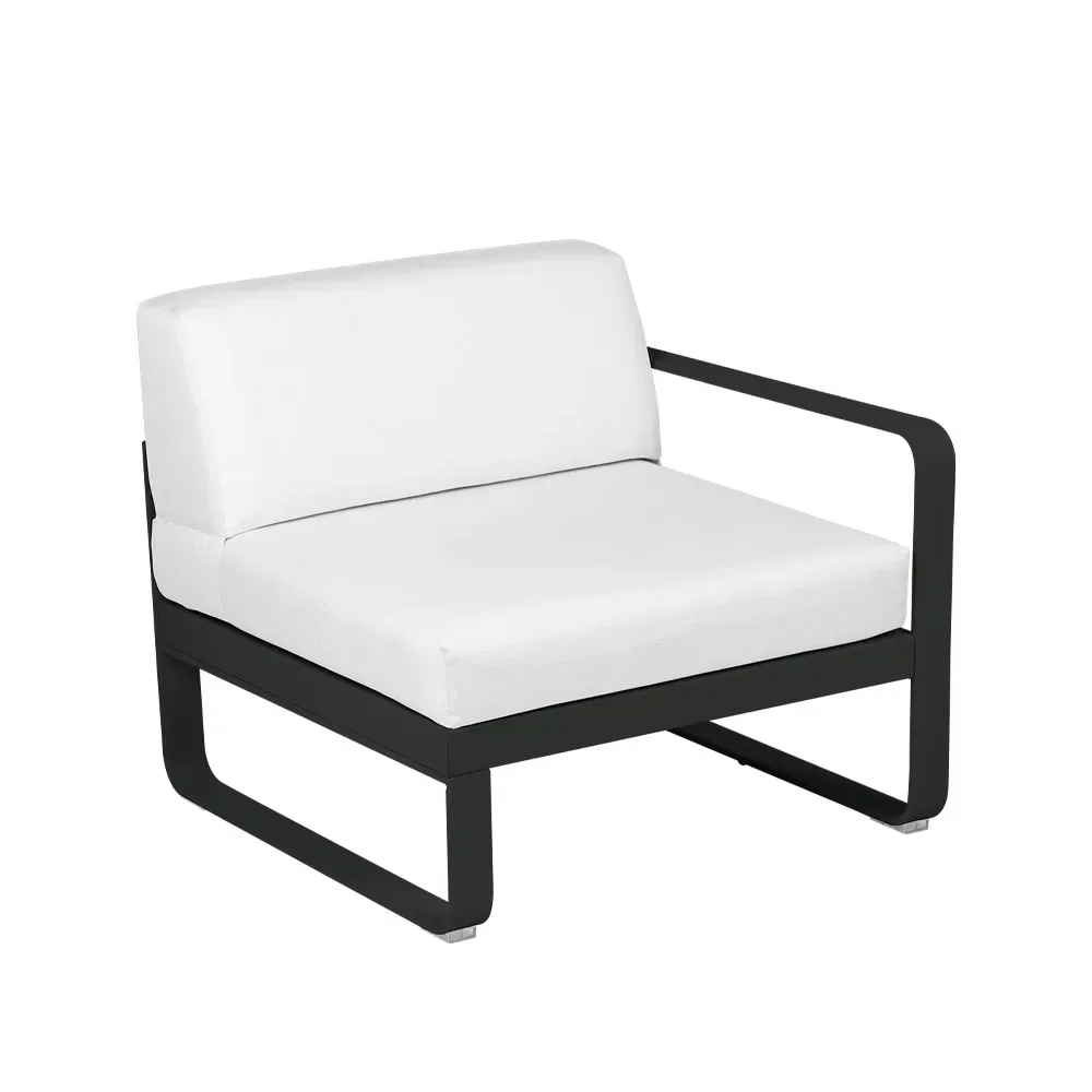 Fermob Bellevie Right modulsoffa Liquorice (svart), off-white dyna, 1-sits