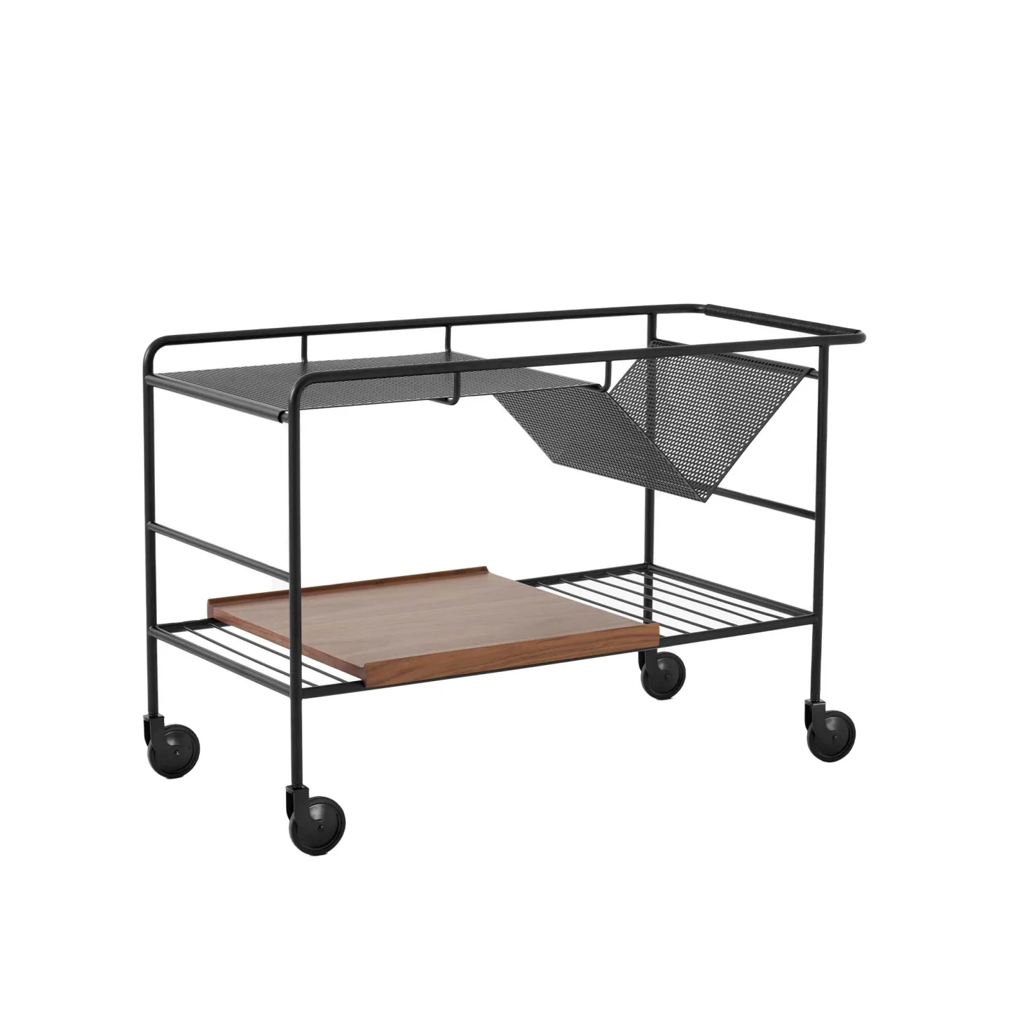 &Tradition - Alima Trolley NDS1 Matt Black / Lacquered Walnut - Serveringsvagnar - Note Design Studio - Träfärgad - Metall/Trä