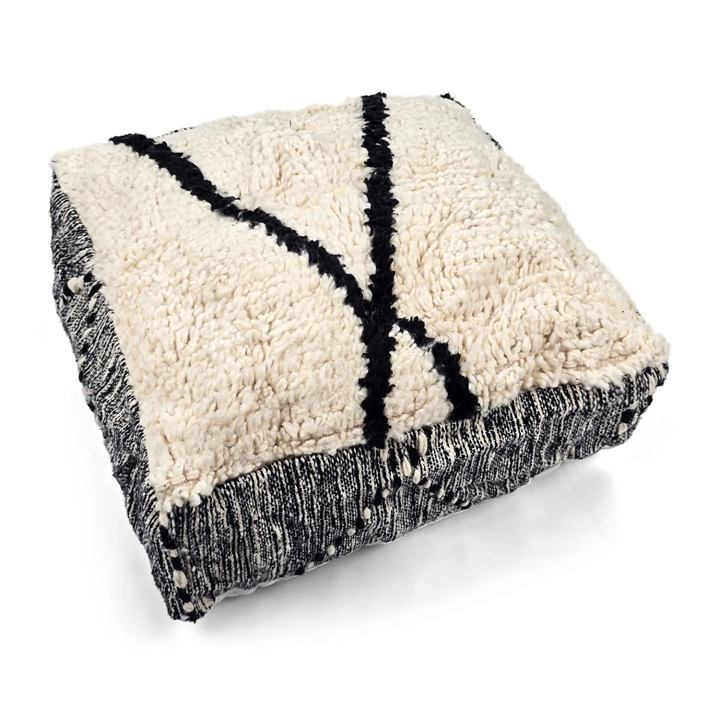 Sittepuff - Marokkansk Beni Ourain 045 (Størrelse: 60 x 60 cm)