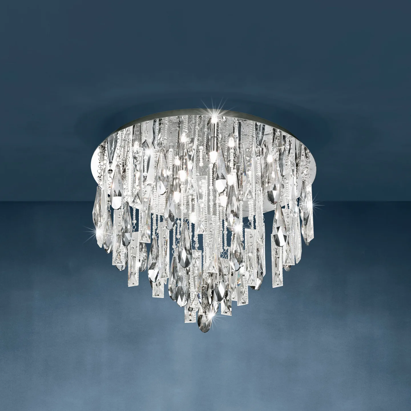 Calaonda Deckenleuchte, 58 x 48 cm, chrom - Stars of Light - Wohnzimmer - Edelstahl - Mehrflammig