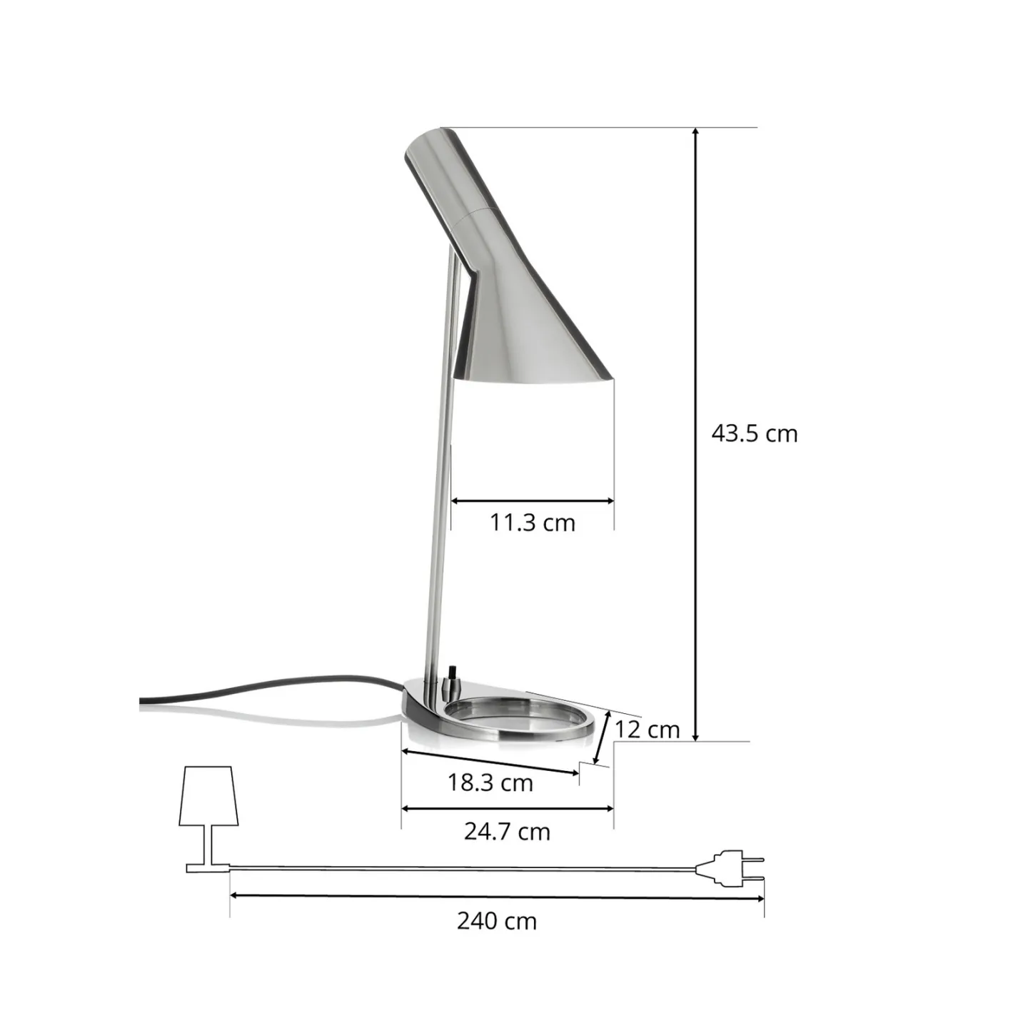 AJ Mini Bordlampe Polished Steel - Louis Poulsen - Stue - Design - Metal - Med én lyskilde