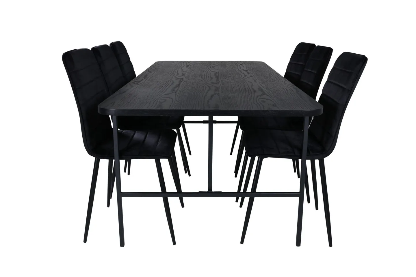 Uno Matgrupp 200 cm Rektangulär med 6 Windu Lyx stolar - Svart