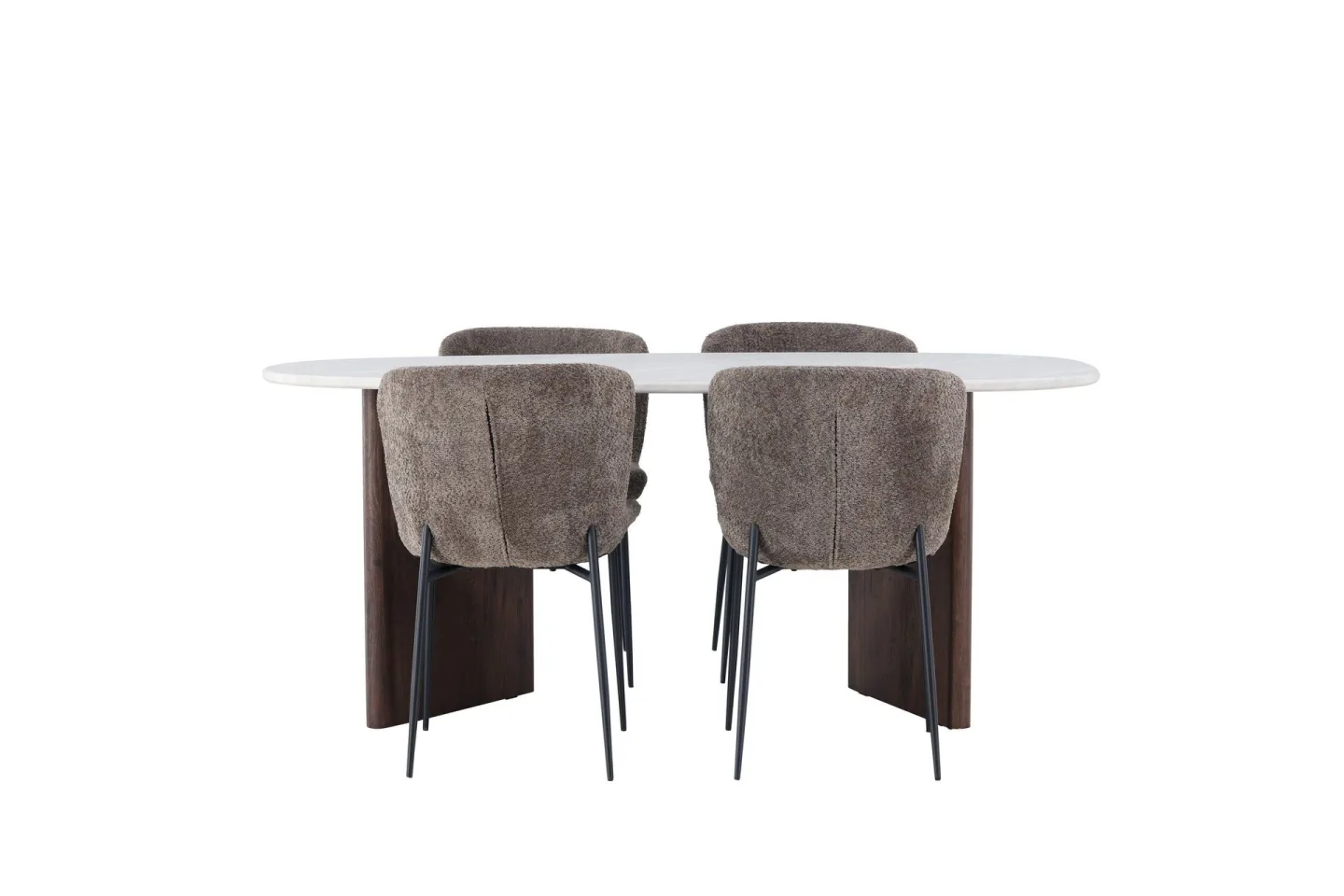 Grönvik Matgrupp 180 cm Oval med 4 Modesto Stolar - Mocca