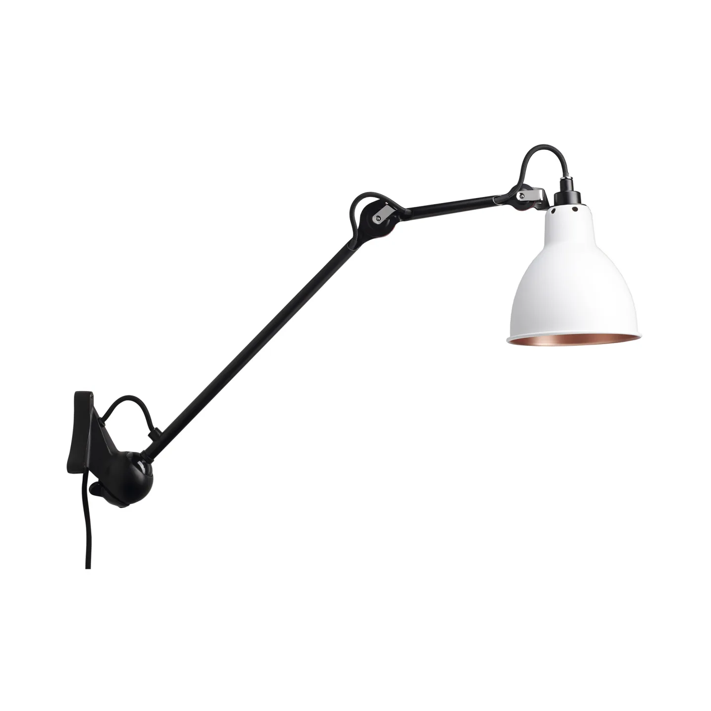 DCWéditions - Lampe Gras No222 - Round - Svart bas, Vit med kopparinsida - Vägglampor - Bernard-Albin Gras - Vit - Metall