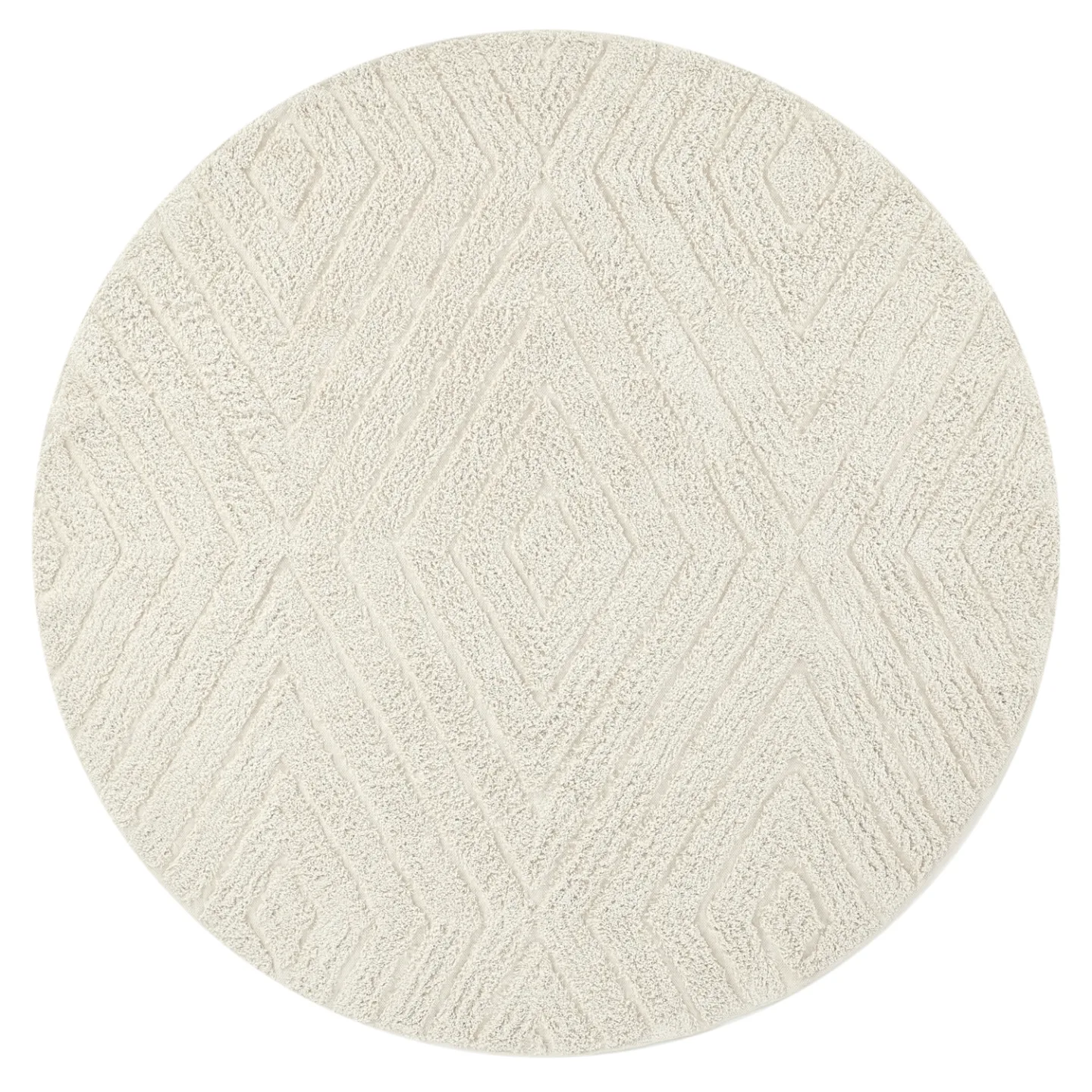 Runde tepper - Amberley Natural Cotton Shaggy (off-white) (Størrelse: Ø 240 cm)
