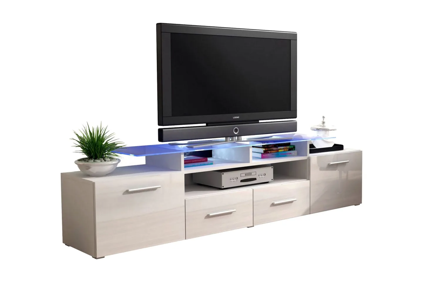 Evora TV-bänk 194x39x39 cm - Beige/Grå/Vit