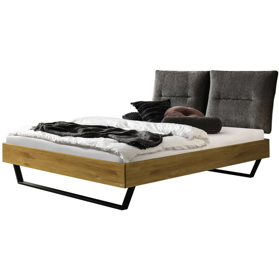 Hasena Bett Sassari Wildeiche Natur/Anthracit Eiche Massivholz/Stahl pulverbeschichtet/Polyester Massivholz 140 x 200 cm