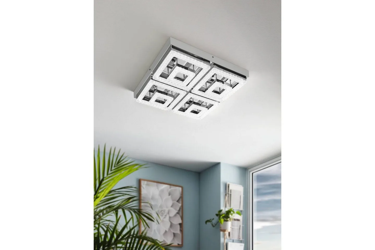 Taklampa Eglo Fradelo 520x520 mm - Krom/Grå