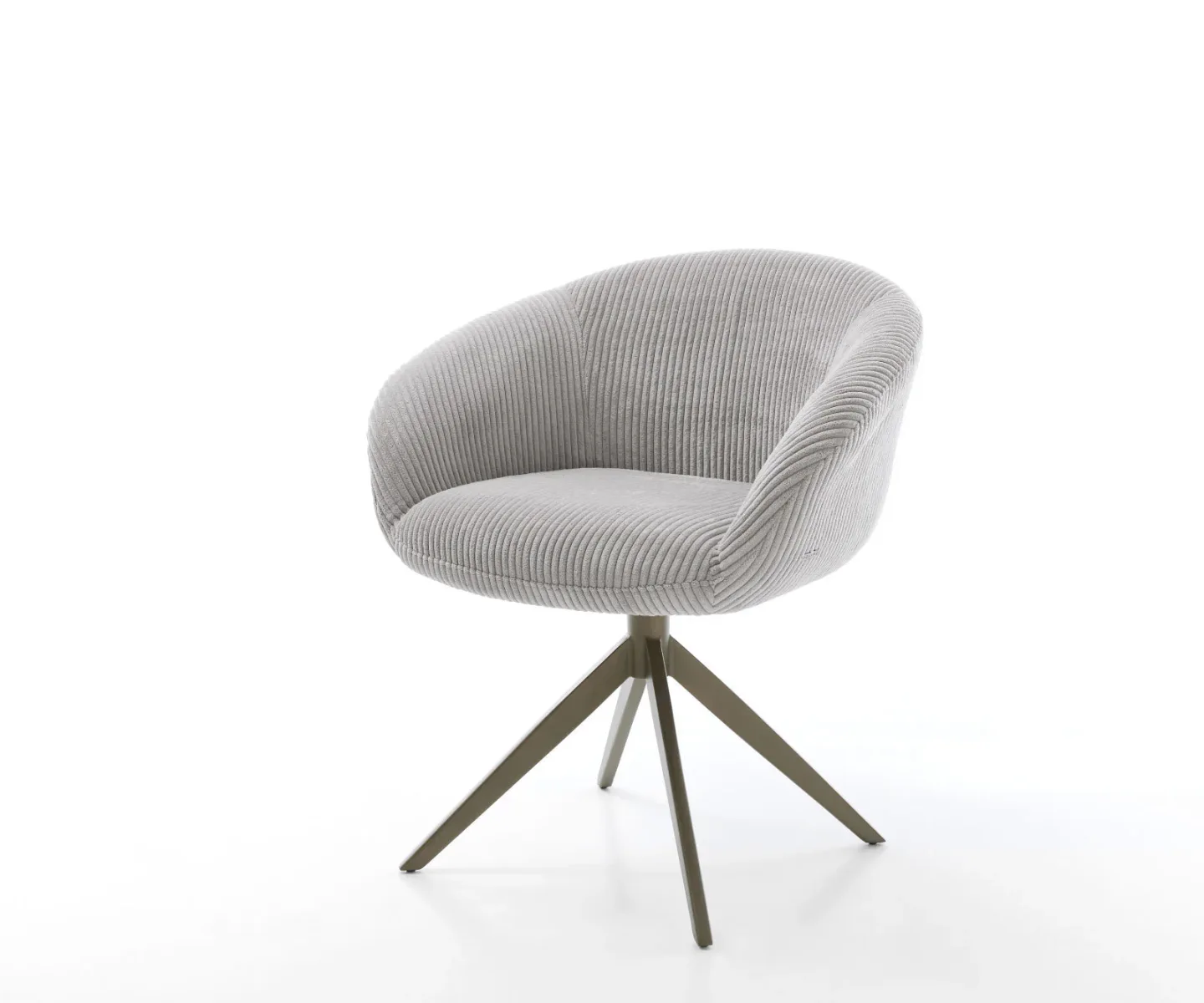 Drehstuhl Vinka-Flex mit Armlehnen Cord Silbergrau Kreuzgestell breit Effektfinish Titan 360° drehbar Wippfunktion Taschenfederkern