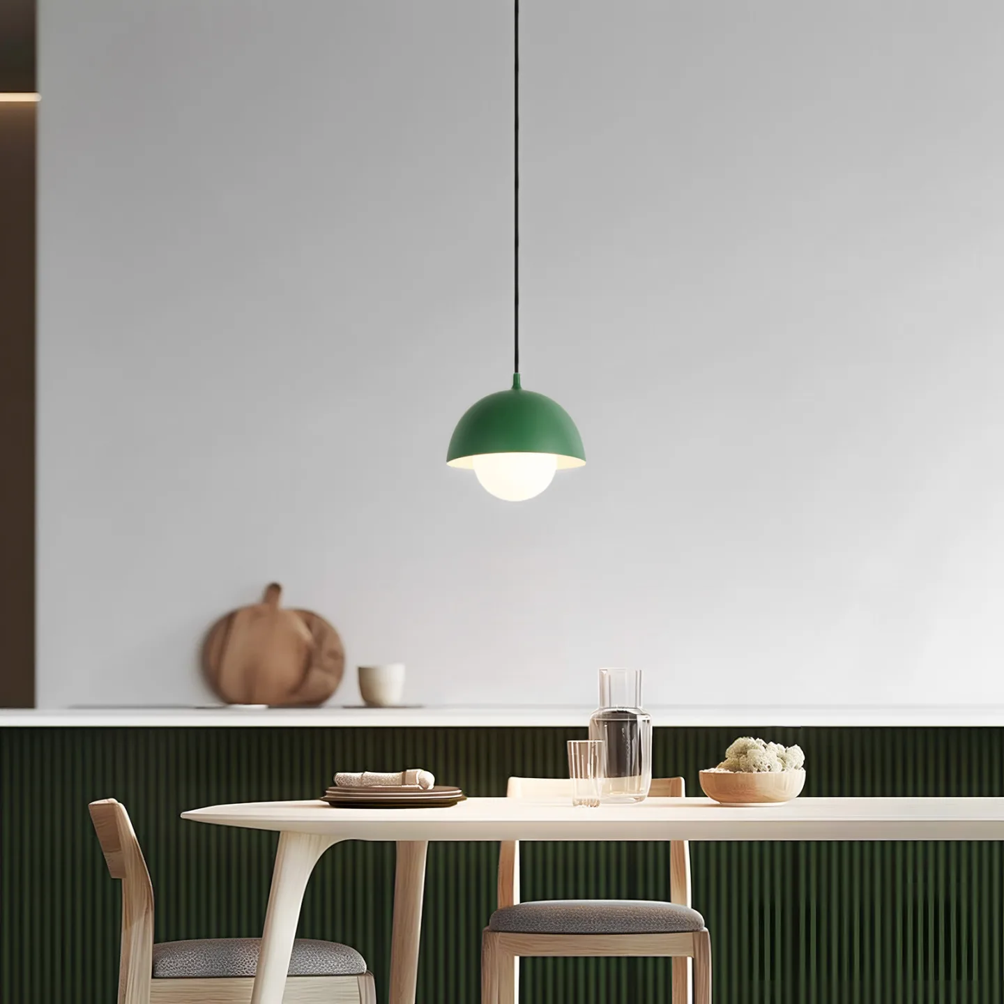 Hide Pendelleuchte, Ø 17 cm, dunkelgrün, G9, Alu/Glas - NOLA - Wohnzimmer - Skandinavisch - Aluminium - Einflammig