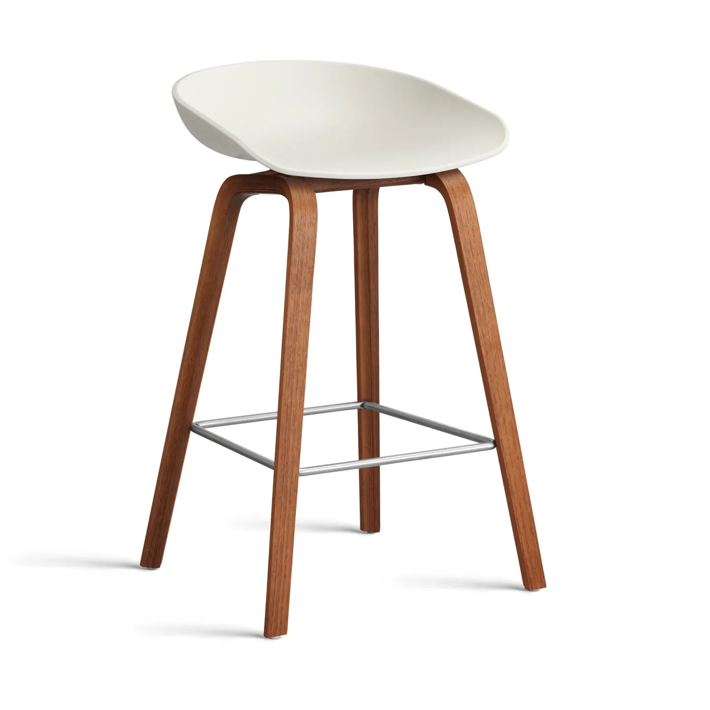 HAY About a Stool 32 Low Barhocker Walnussgestell 2.0 Melange cream-Edelstahlstütze