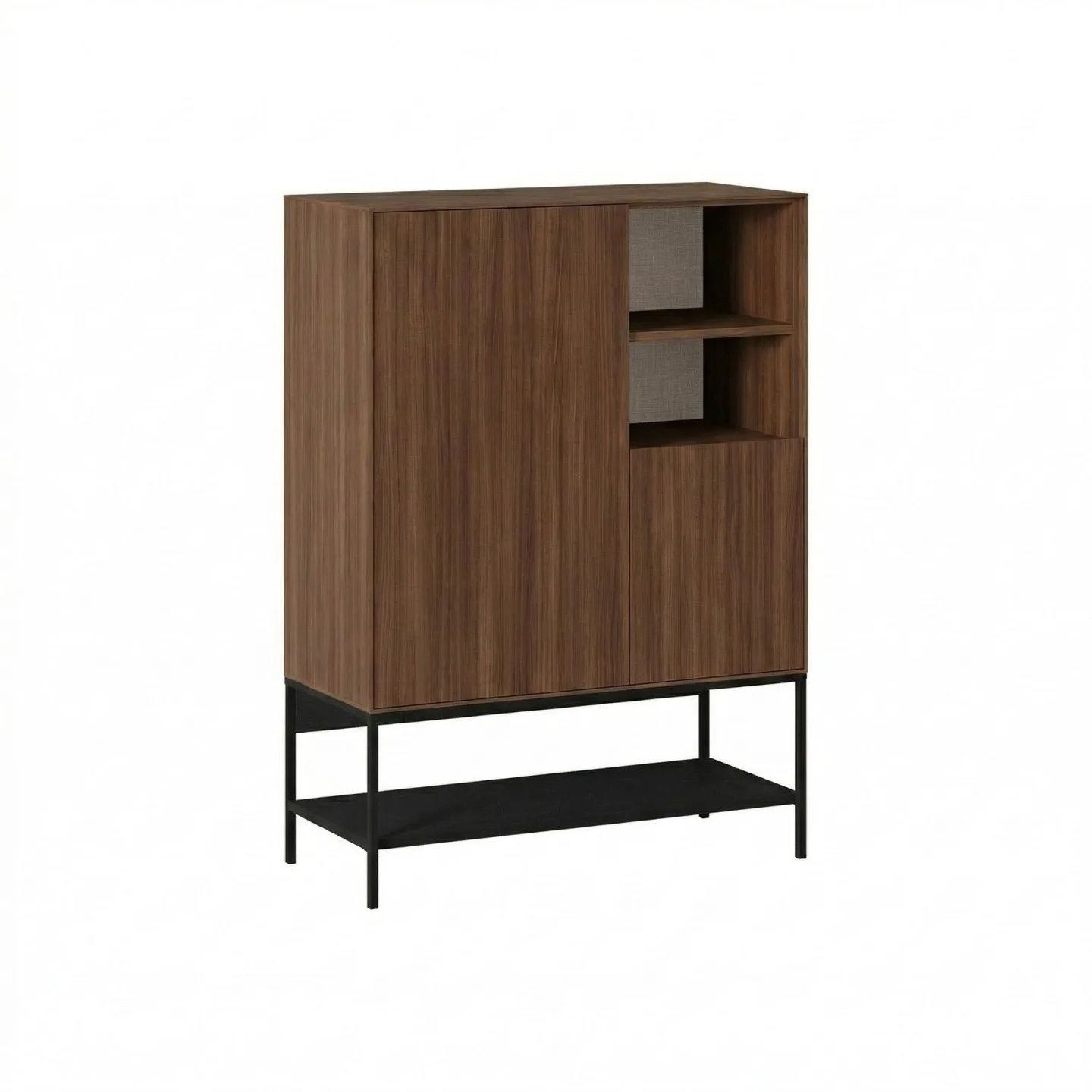 Kenvor Sideboard 90x125x40 cm - Milano Walnut, Wood Black, Black