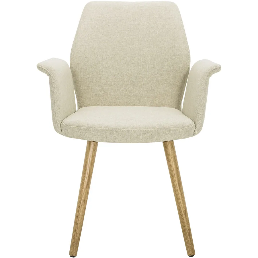 Armlehnstuhl Elonie Beige, Braun Stoff, Holz
