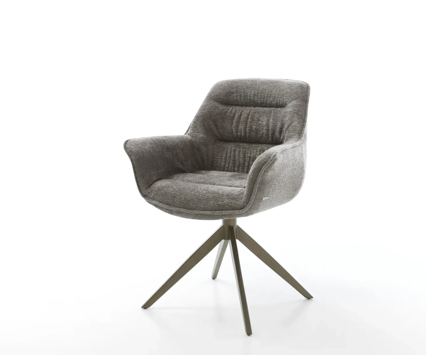 Drehstuhl Kaira-Flex Bouclé Soft Schlamm Kreuzgestell breit Effektfinish Titan 360° drehbar Wippfunktion