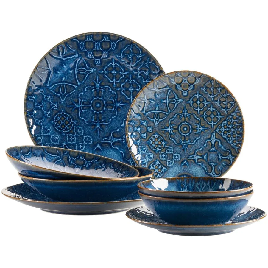 MÄSER Geschirr-Set Trad. Tiles Blau Steinzeug