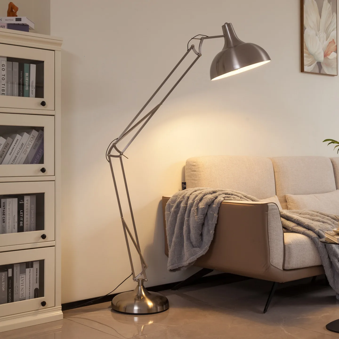 Leia Stehleuchte Silver - Lindby - Arbeitszimmer / Büro - Modern - Metall - Einflammig