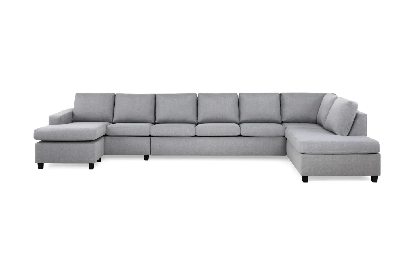 Crazy 6-sits Högervänd U-formad XX-Large Soffa med Divan och Schäslong i Tyg - Grå