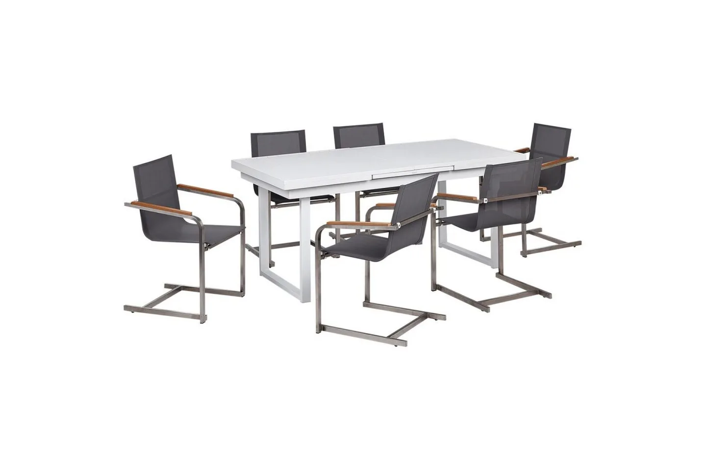 Matsalsset Valcanetto/Cosoleto Vit/Grå/Silver, 6-Sits - Vit/Grå/Silver, 6-Sits
