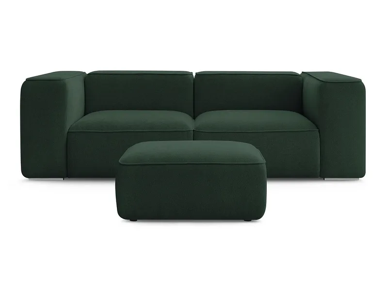 2er Sofa mit Hocker BOBOCHIC ZEPHYR Stoff mit Textur grün