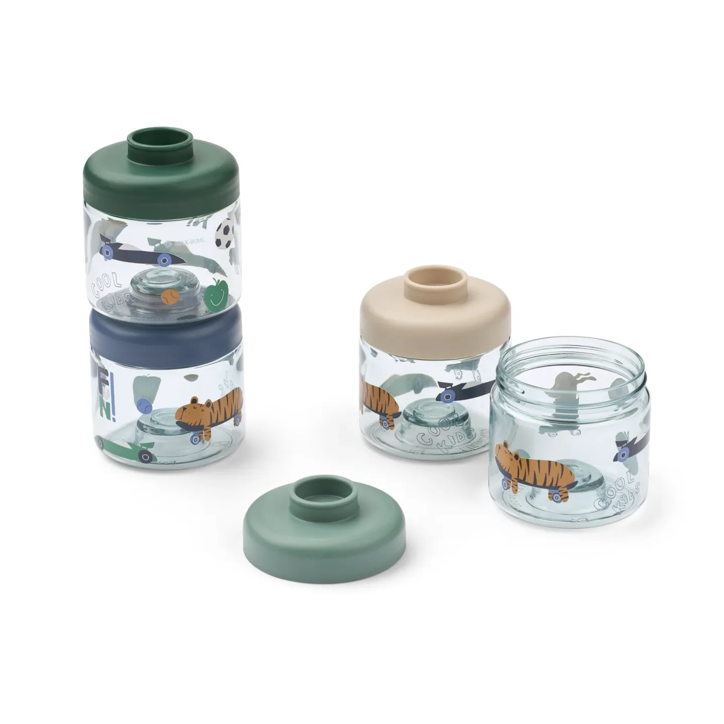 Liewood Dominique Babynahrungsbehälter 100 ml 4er-Pack Fun-beach blue